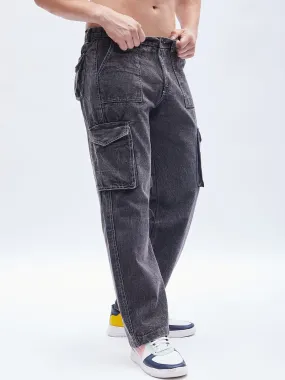 Acid washed carpenter cargo pants