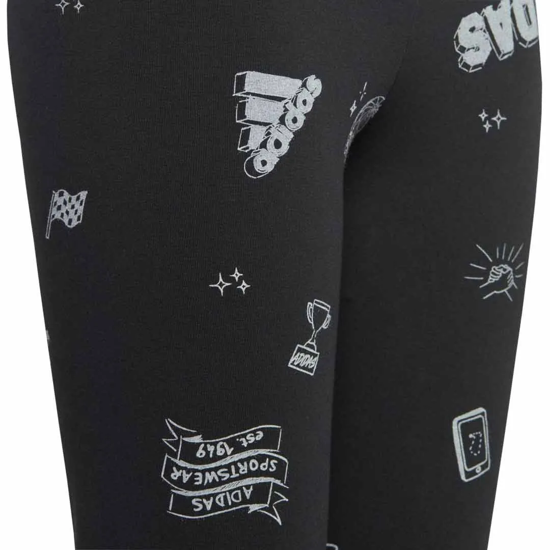 adidas - Girls' (Junior) Brand Love Allover Print Leggings (IA1567)