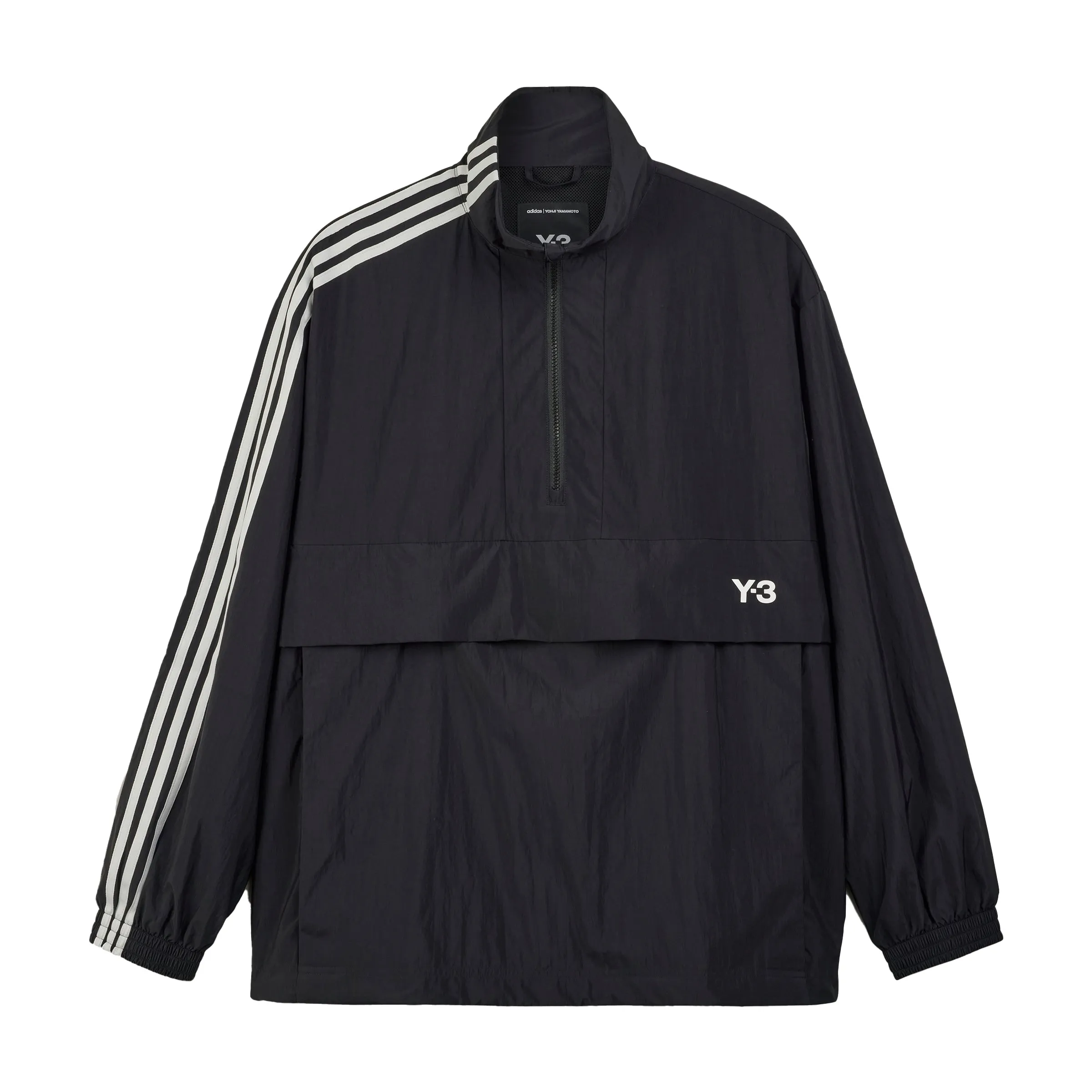 ADIDAS Y-3 3 Stripes Nylon Half-Zip Jacket Black