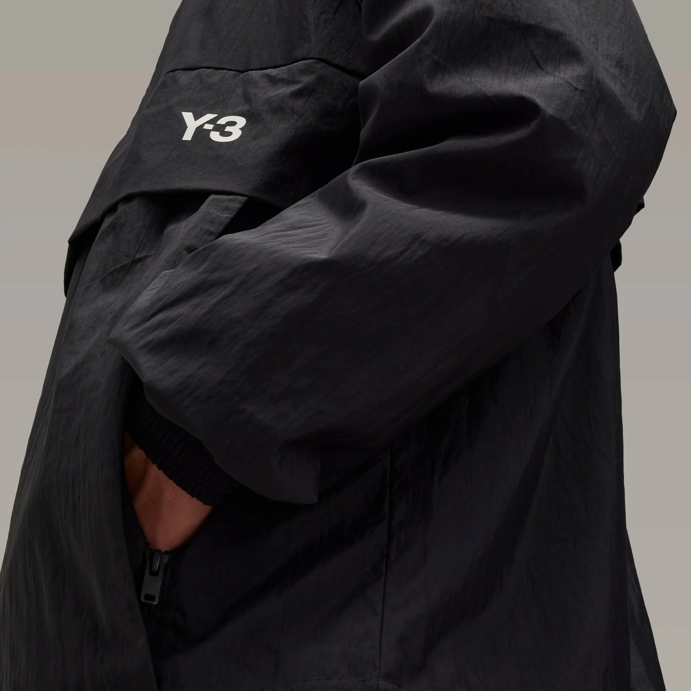 ADIDAS Y-3 3 Stripes Nylon Half-Zip Jacket Black