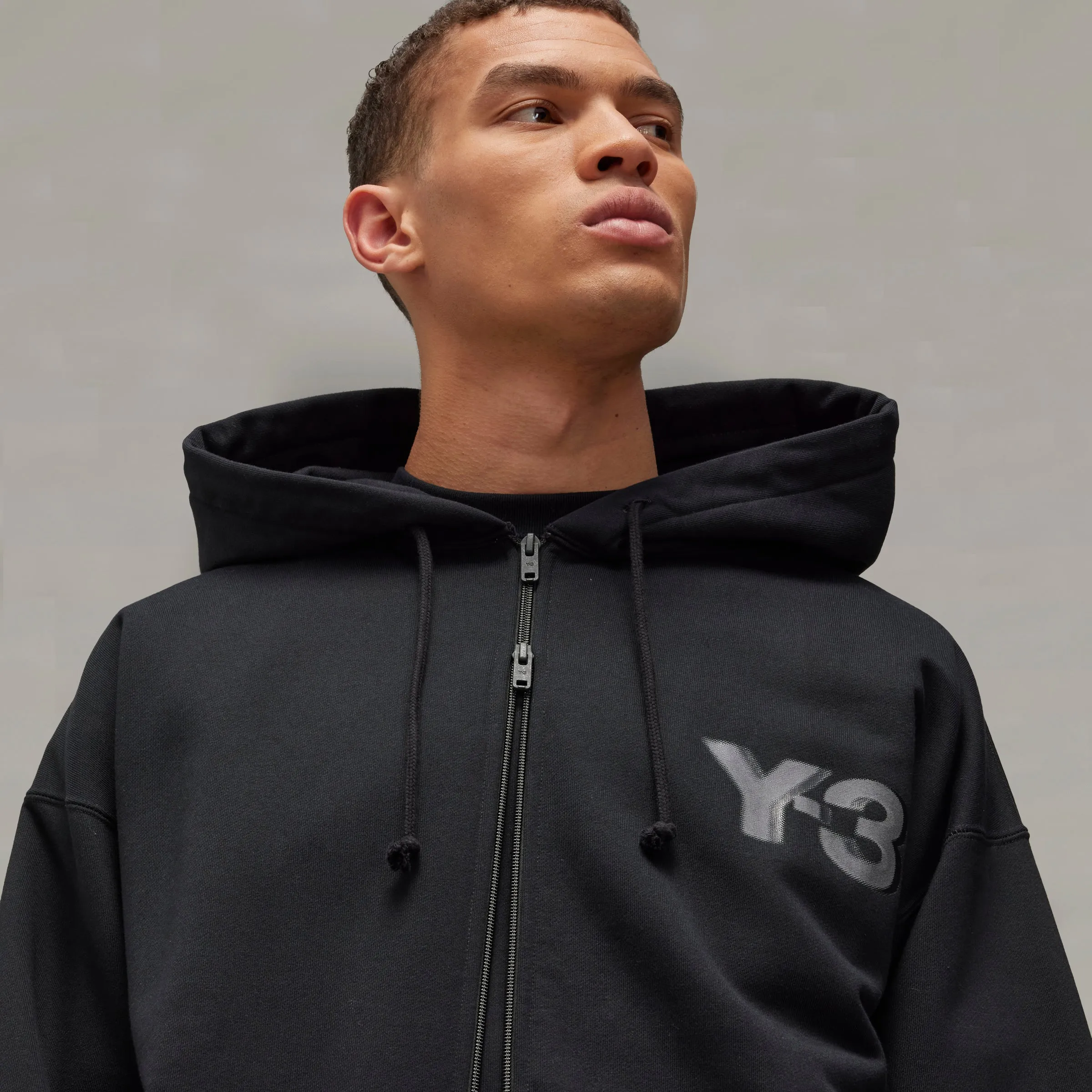 ADIDAS Y-3 Logo Zip Hoodie Black