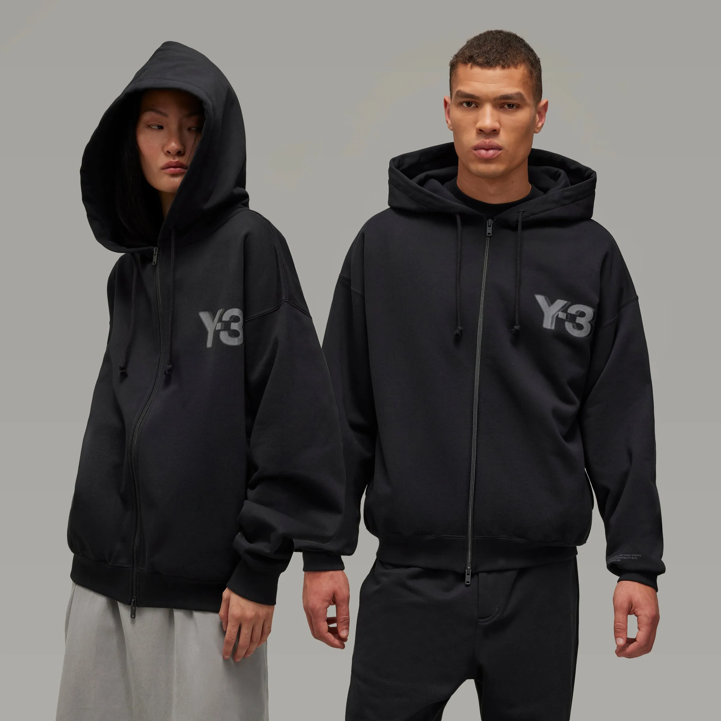 ADIDAS Y-3 Logo Zip Hoodie Black