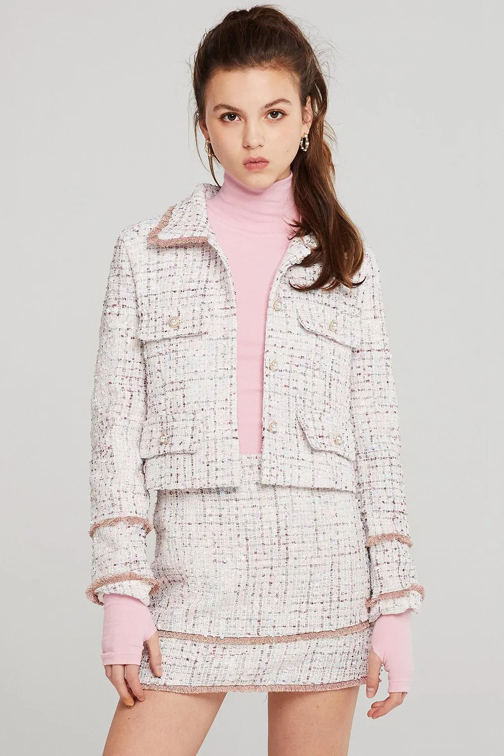 Arden Gold-Trim Tweed Jacket