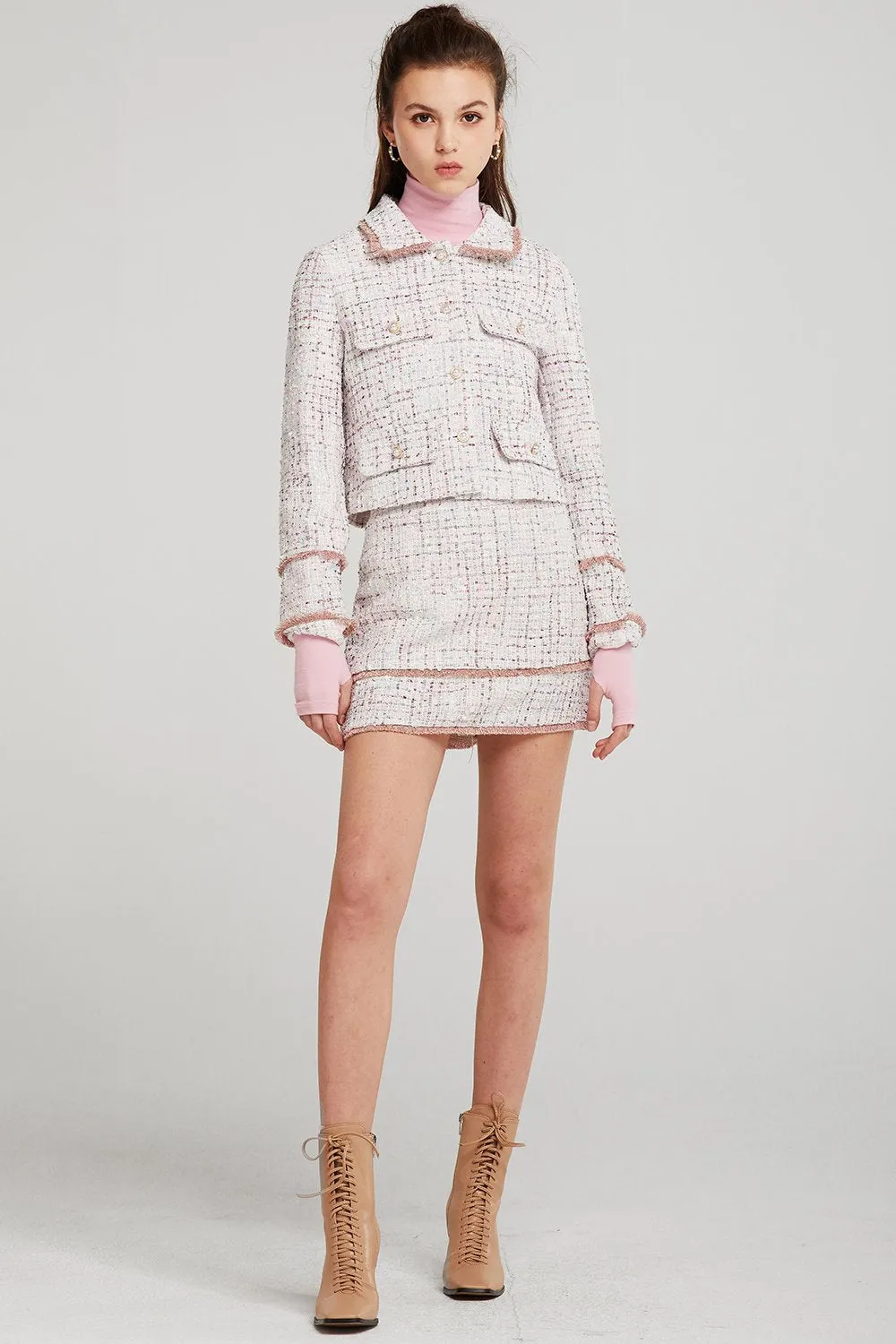 Arden Gold-Trim Tweed Jacket