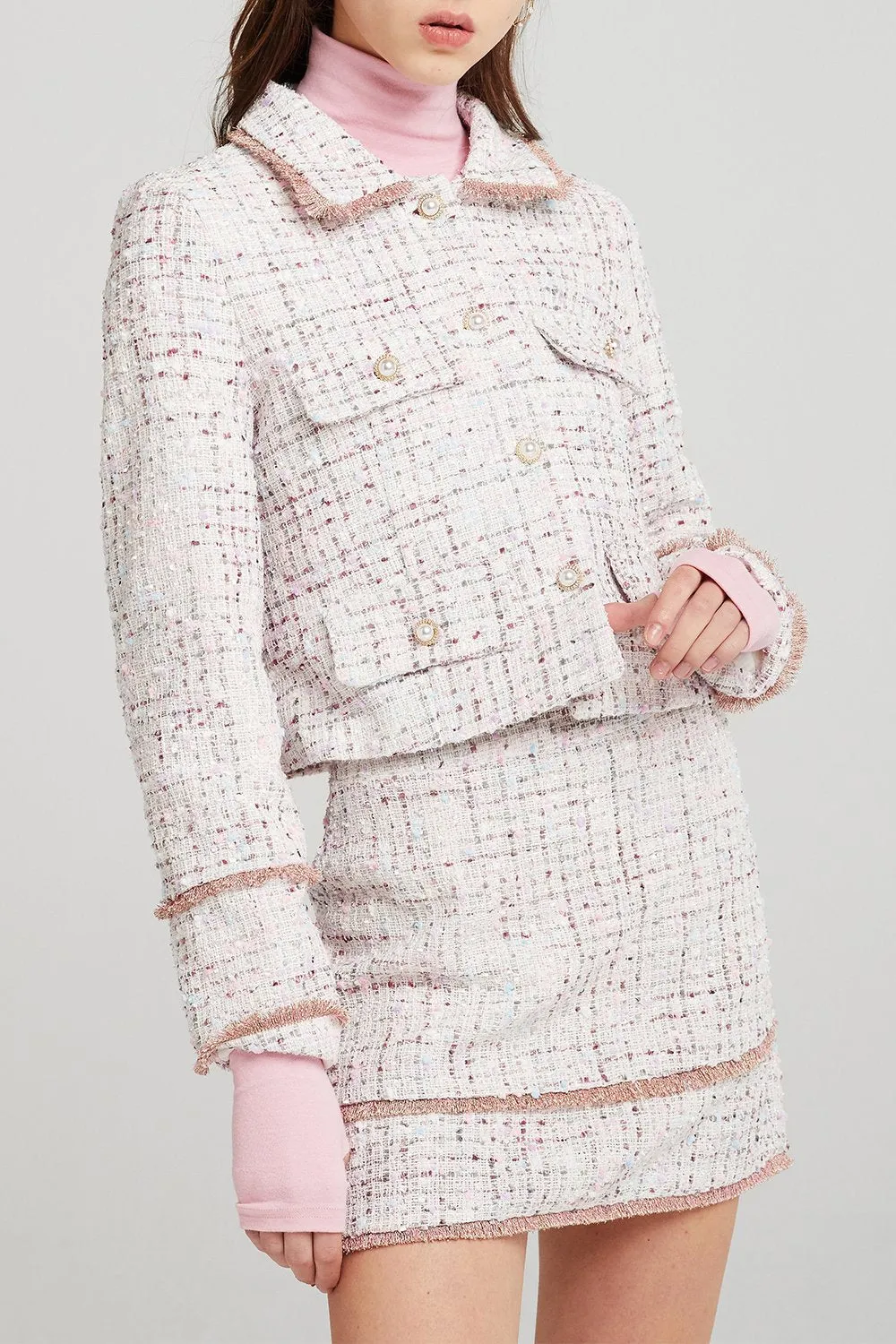 Arden Gold-Trim Tweed Jacket