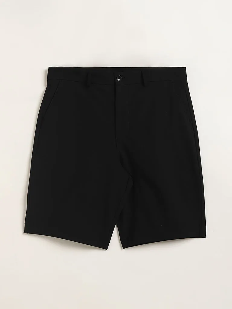 Ascot Black Relaxed Fit Mid Rise Shorts