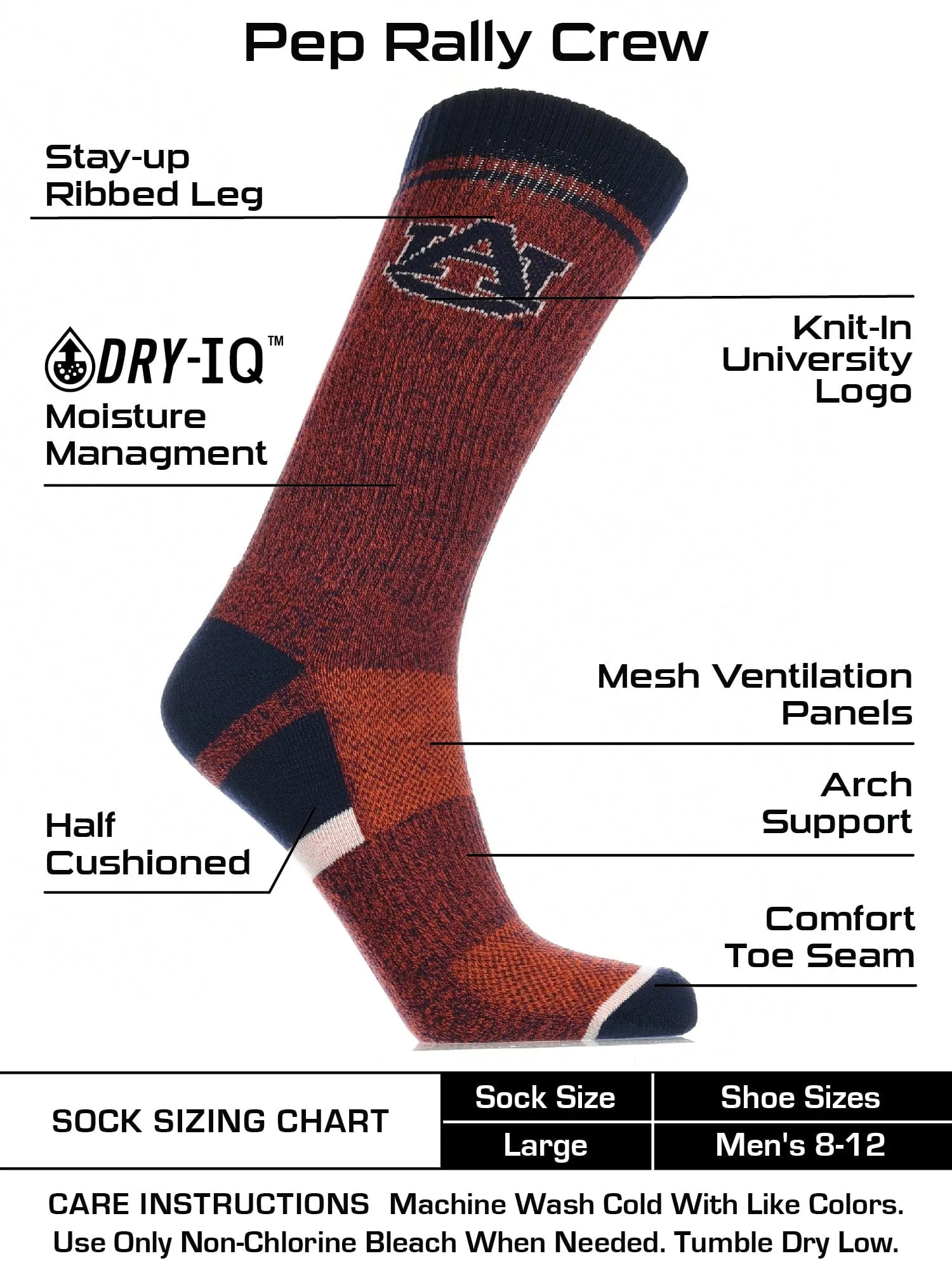 Auburn Tigers Socks Victory Parade Crew Length