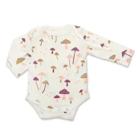 Bamboo Long Sleeve Onesie (Mushroom Meadow Print)