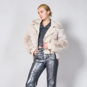 Biker jacket with faux furr wholesale