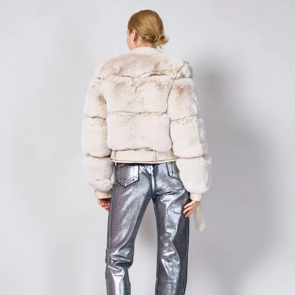 Biker jacket with faux furr wholesale