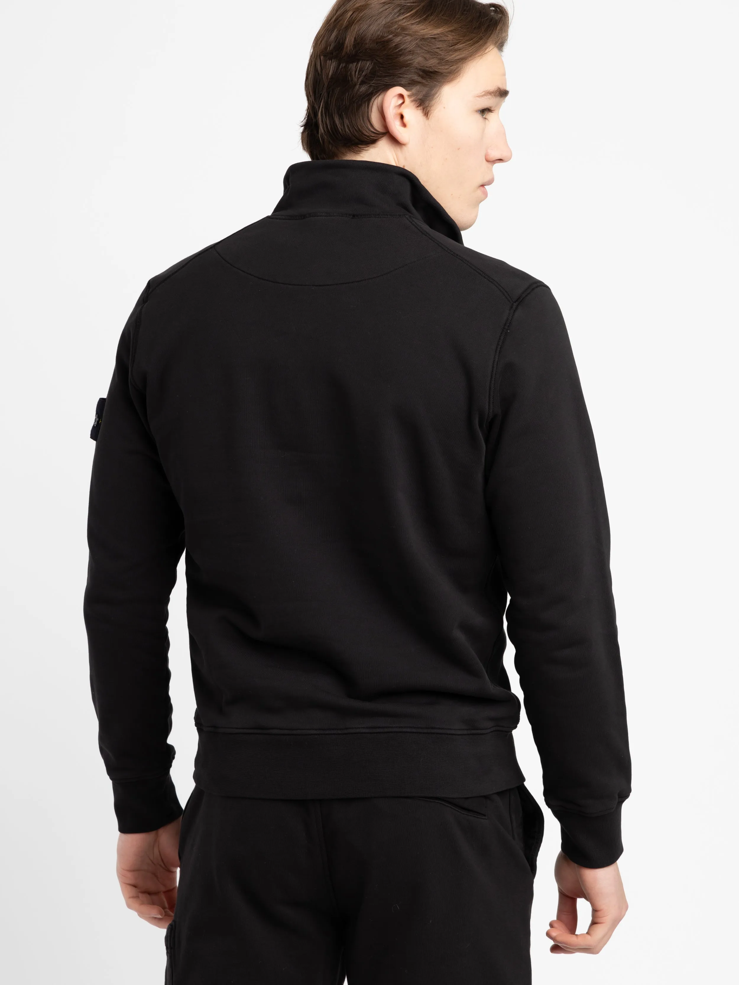 Black Cotton Quarter-Zip Sweater