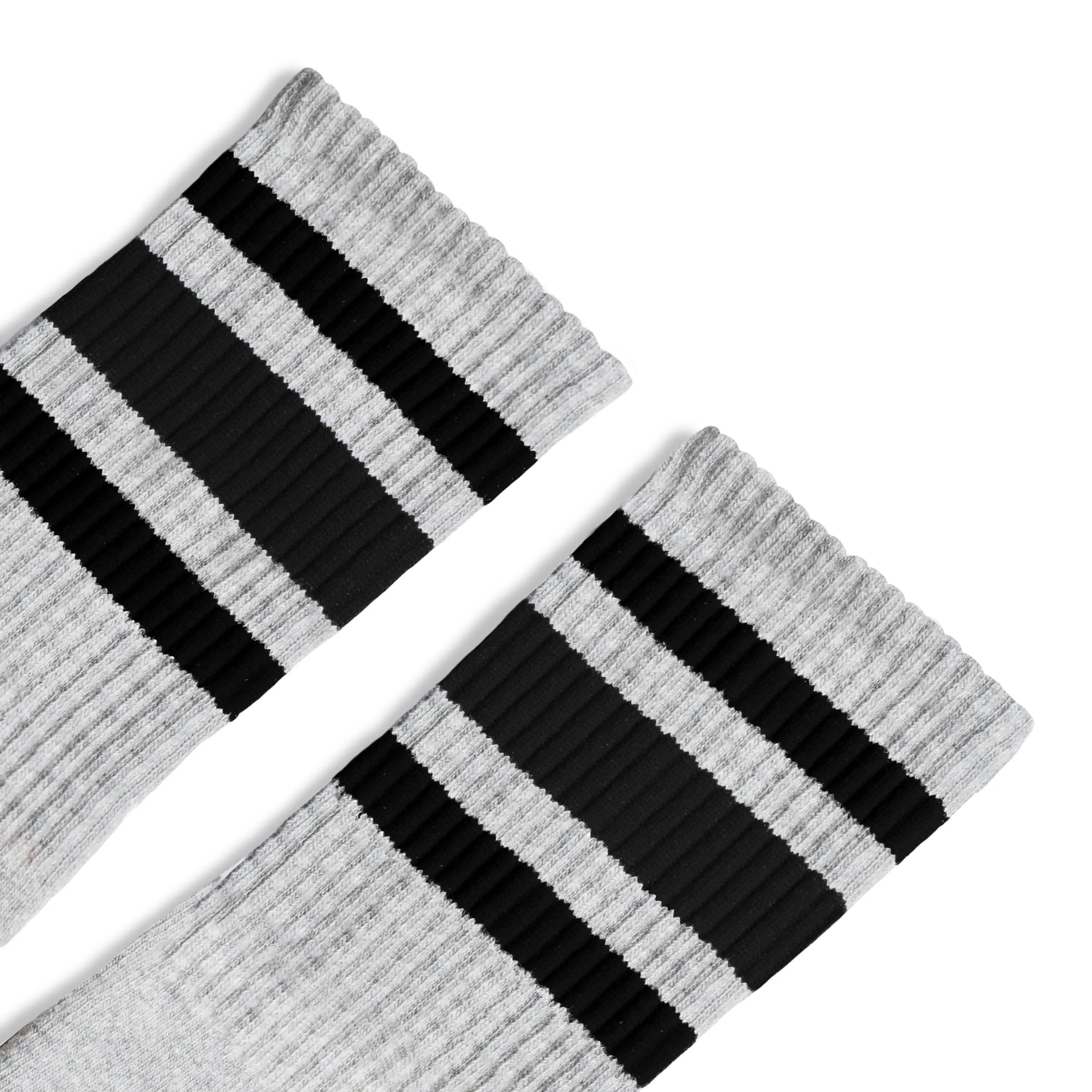 Black Striped Socks | Heather Grey