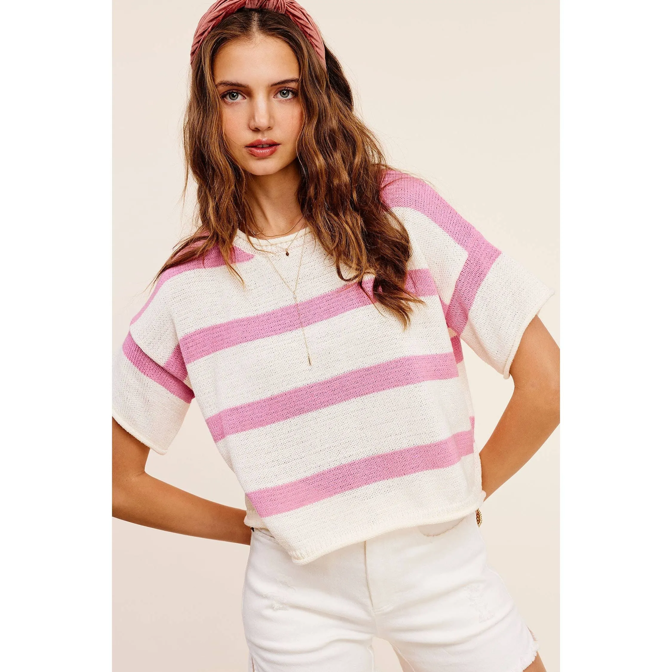 Boxy Stripe Lightweight Spring Summer Sweater Top