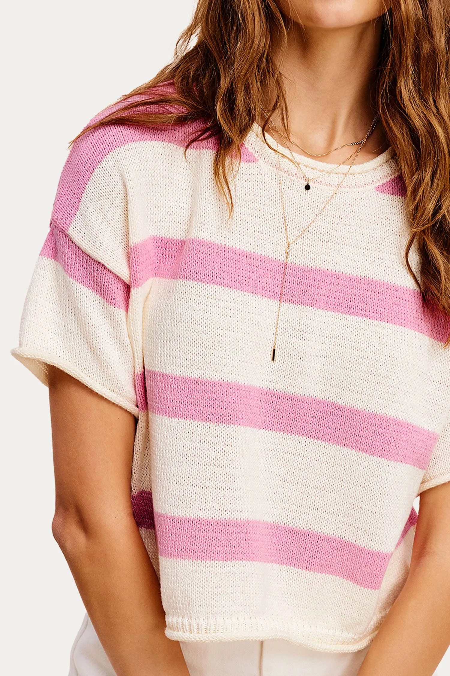 Boxy Stripe Lightweight Spring Summer Sweater Top