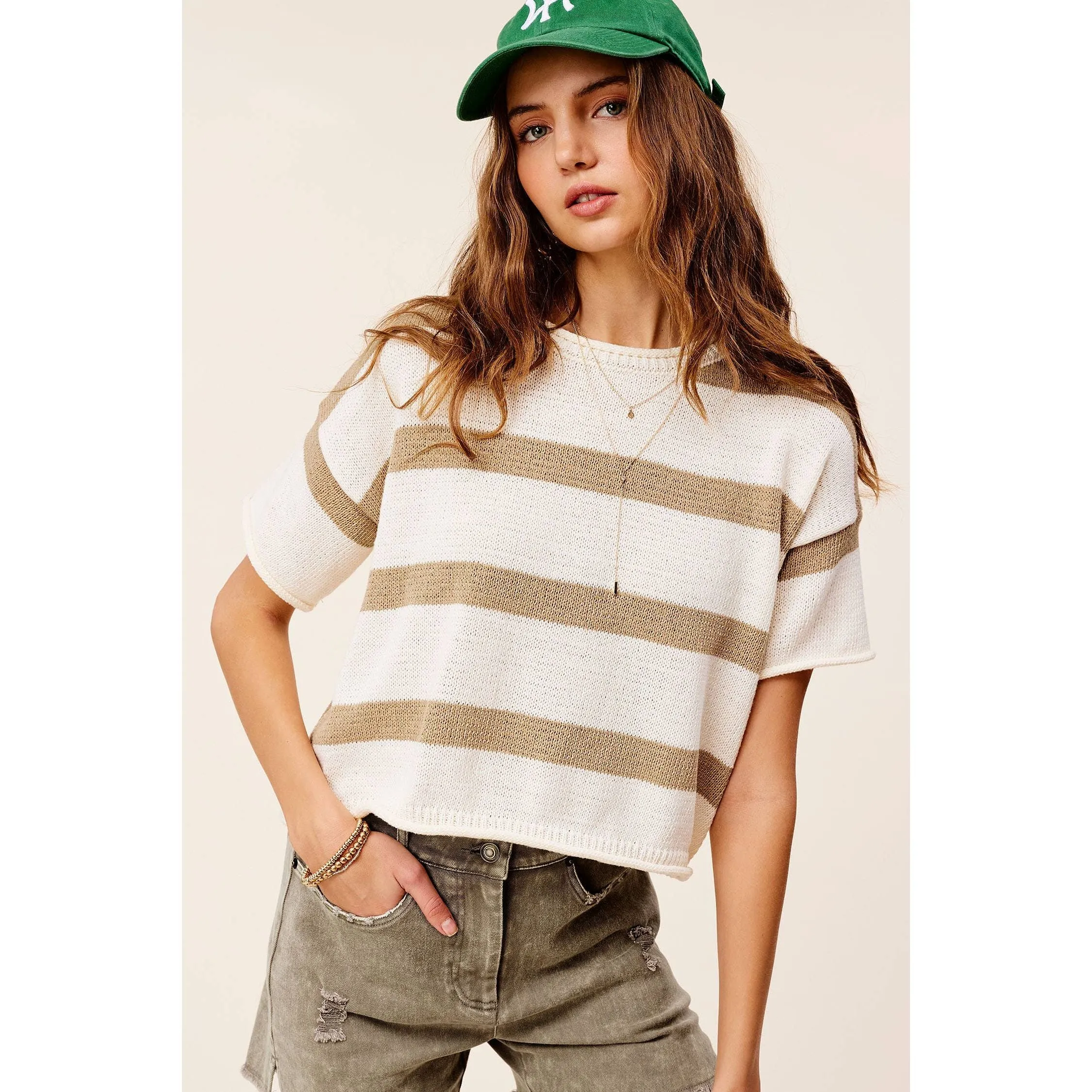 Boxy Stripe Lightweight Spring Summer Sweater Top