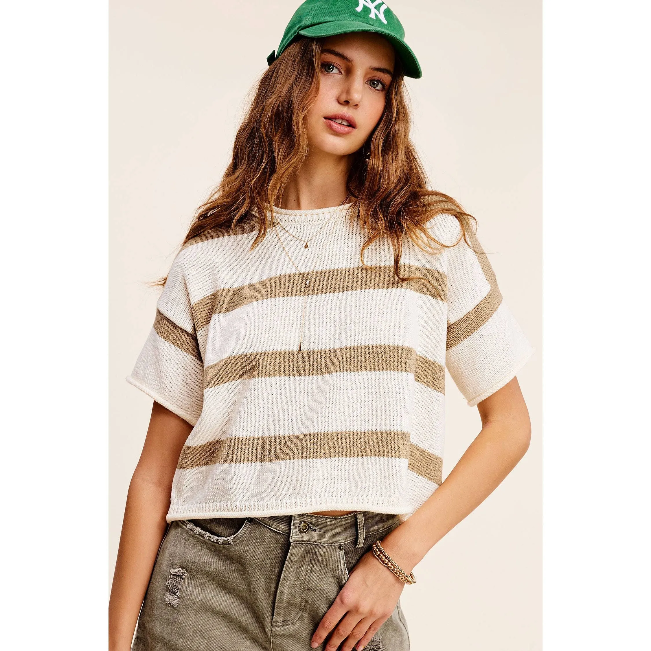 Boxy Stripe Lightweight Spring Summer Sweater Top