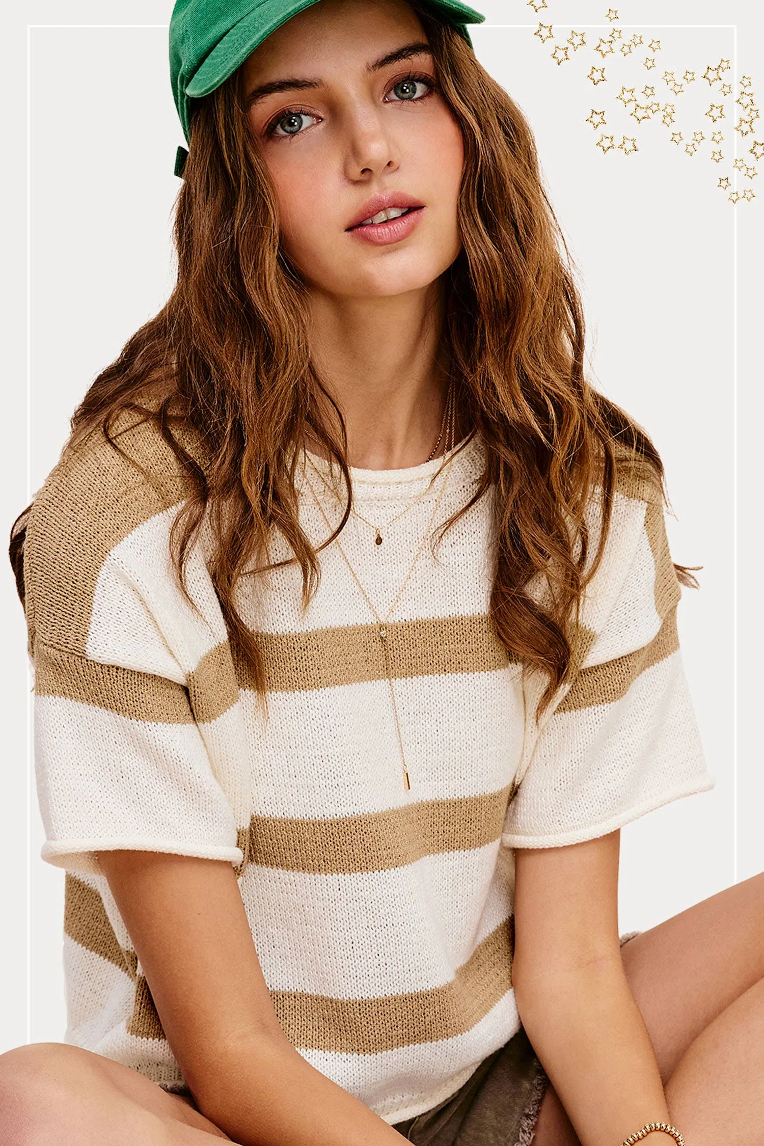 Boxy Stripe Lightweight Spring Summer Sweater Top