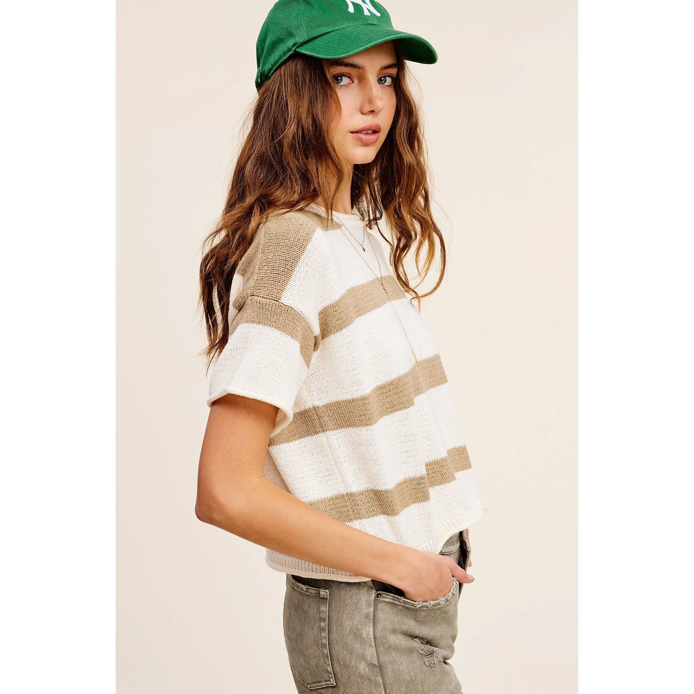 Boxy Stripe Lightweight Spring Summer Sweater Top