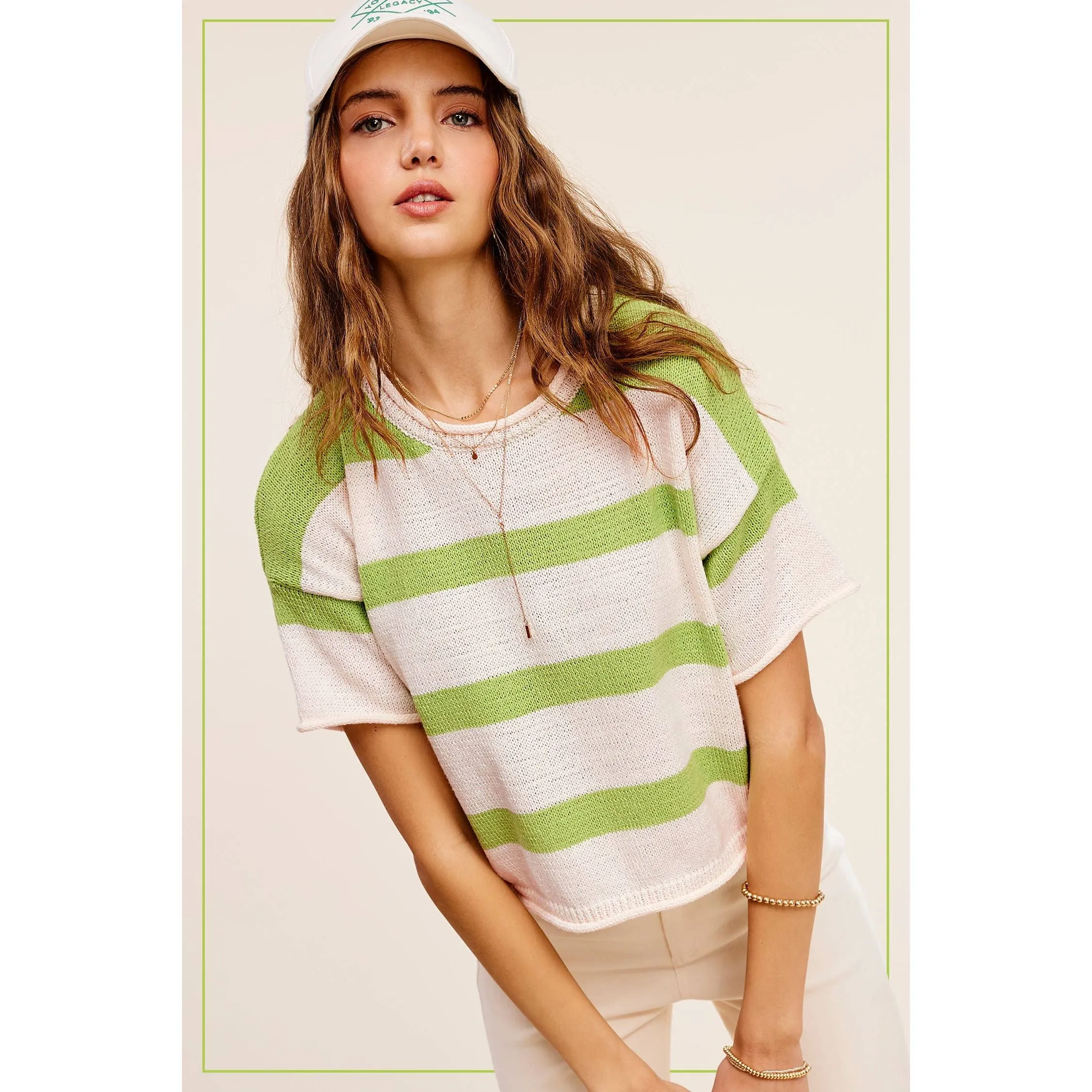 Boxy Stripe Lightweight Spring Summer Sweater Top