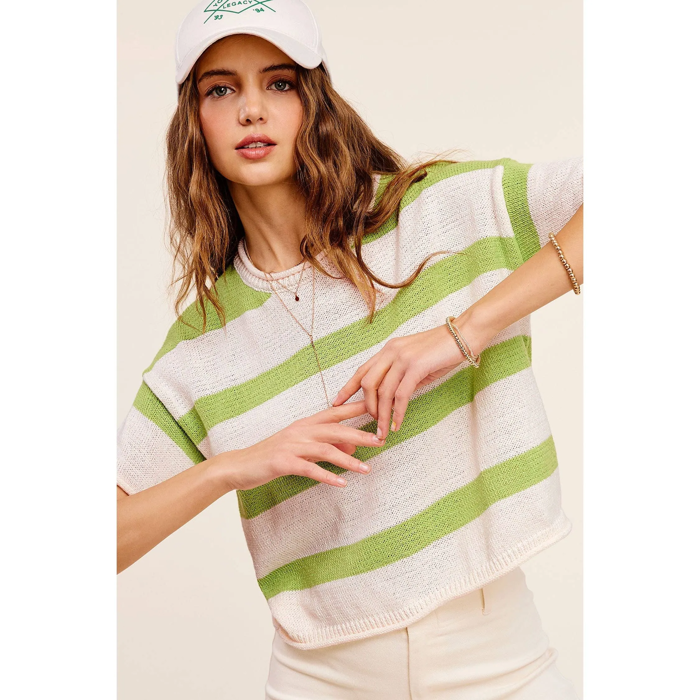 Boxy Stripe Lightweight Spring Summer Sweater Top