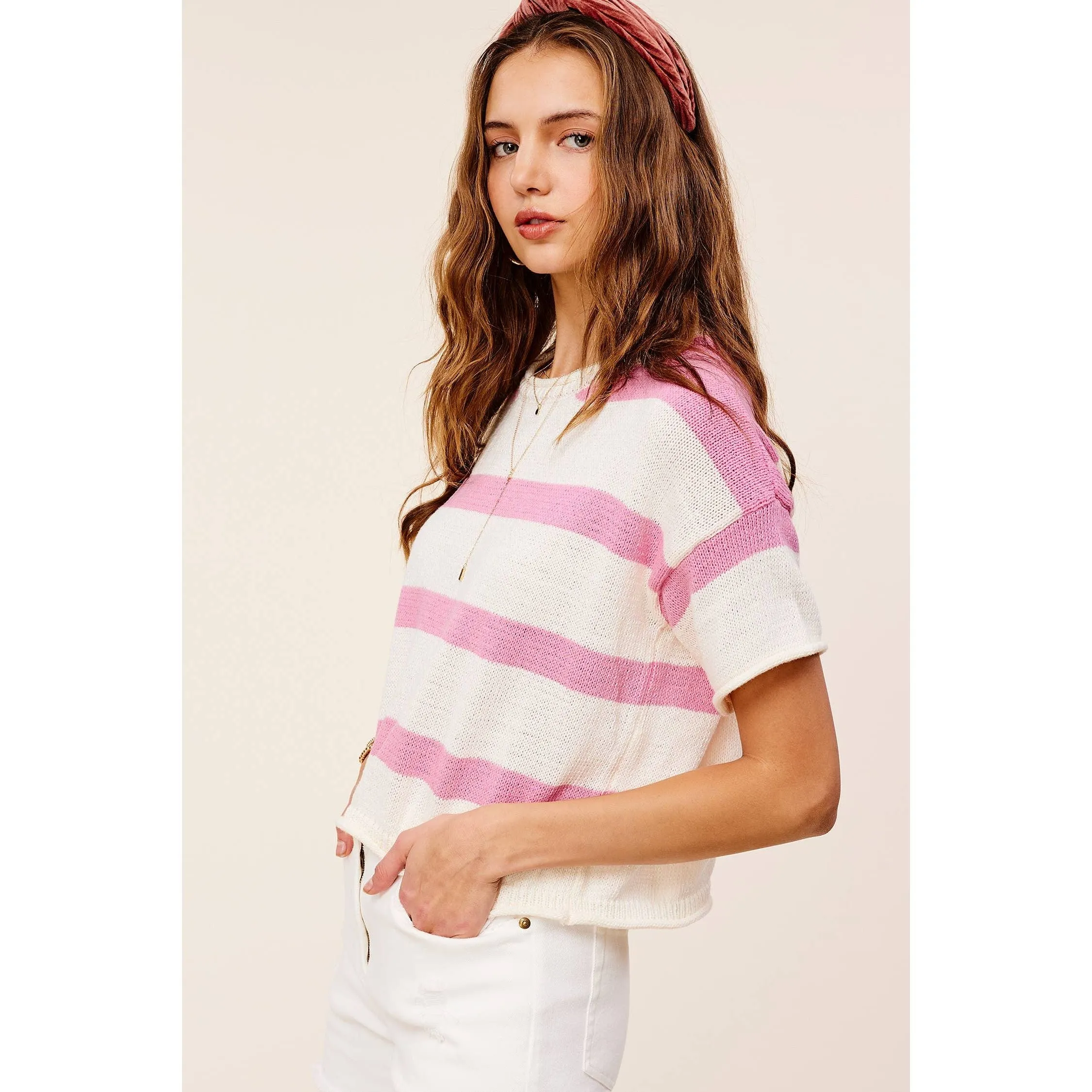 Boxy Stripe Lightweight Spring Summer Sweater Top