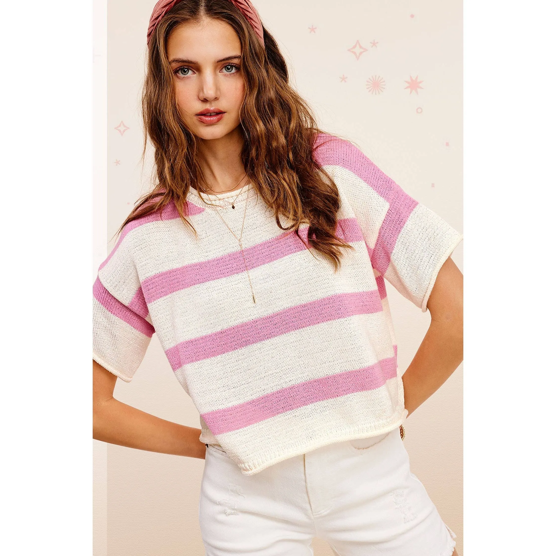 Boxy Stripe Lightweight Spring Summer Sweater Top