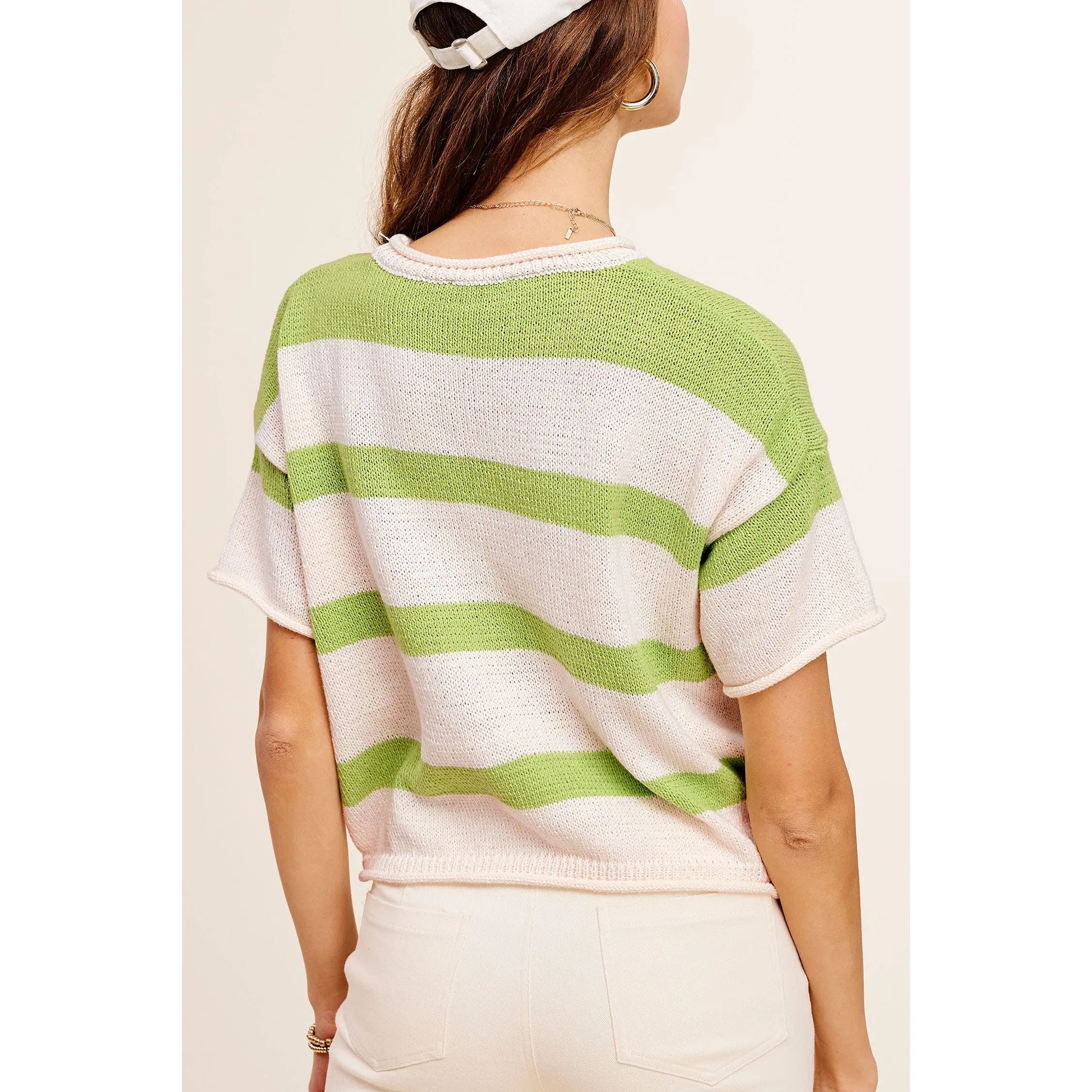 Boxy Stripe Lightweight Spring Summer Sweater Top