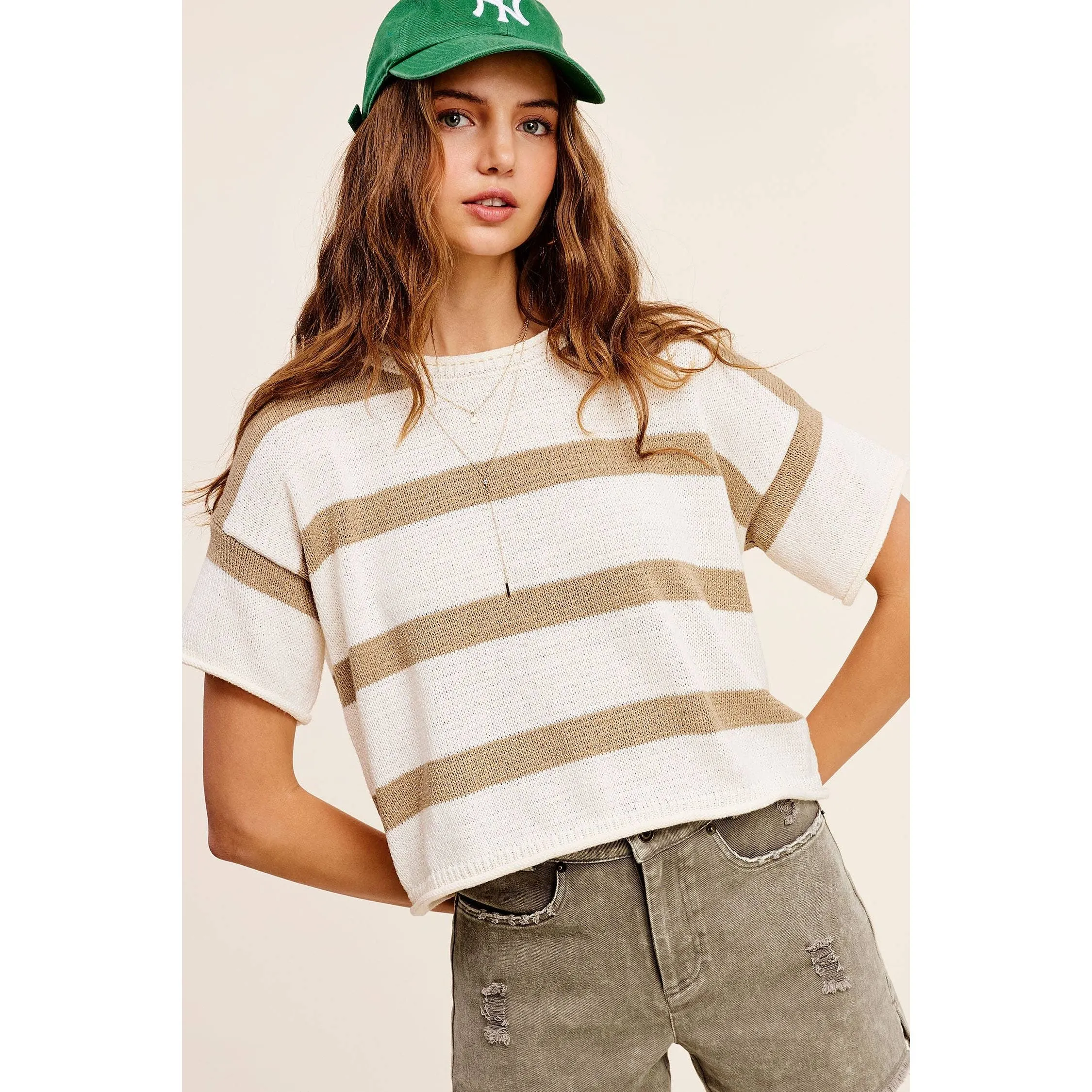 Boxy Stripe Lightweight Spring Summer Sweater Top