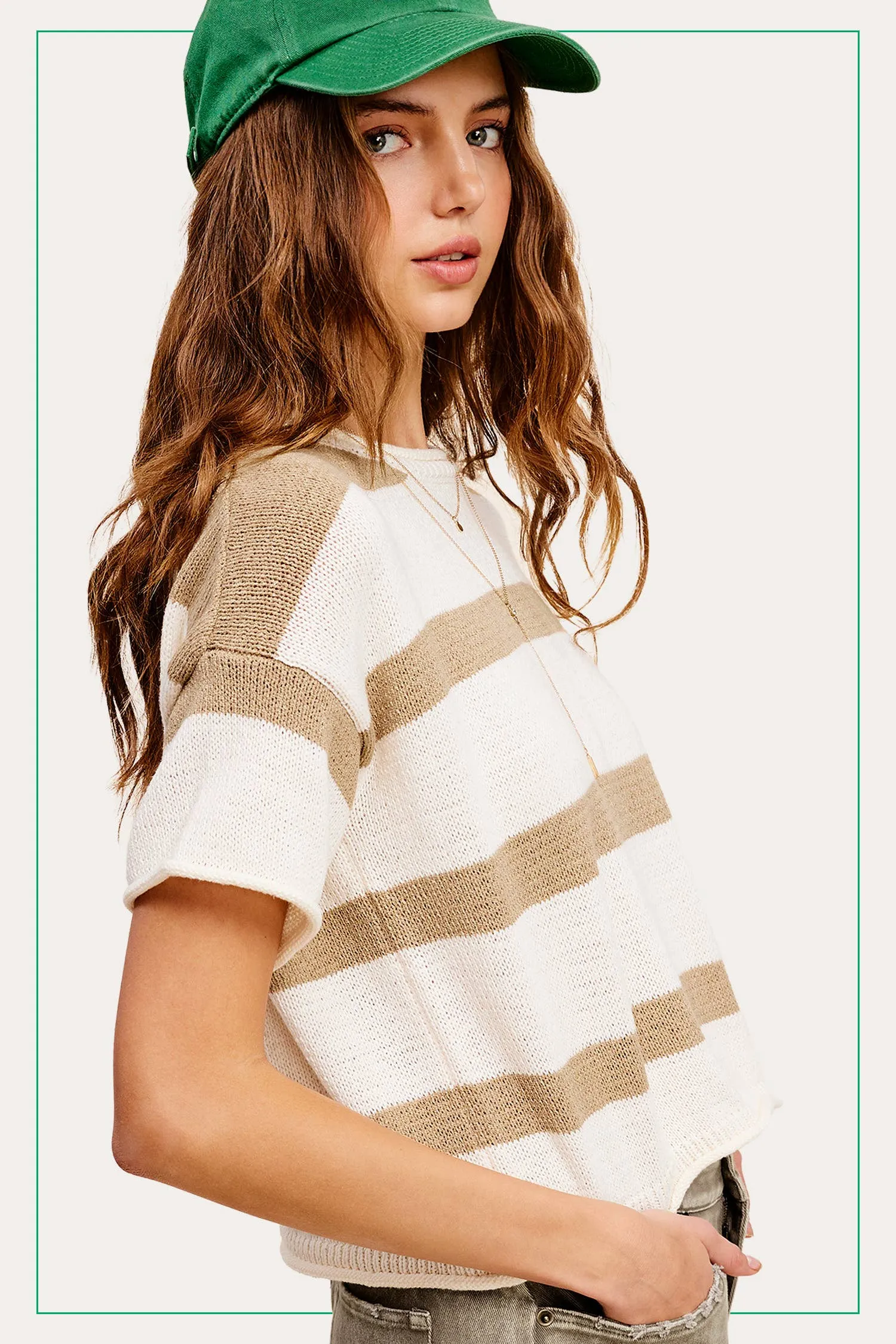 Boxy Stripe Lightweight Spring Summer Sweater Top