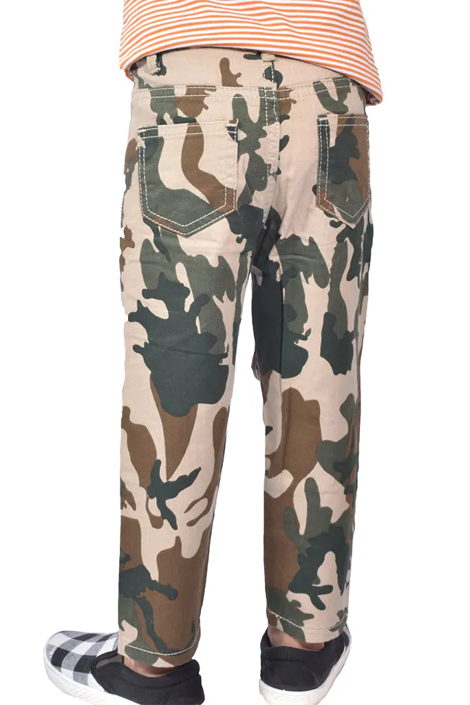 Boys Casual Camo Design Cotton Trouser