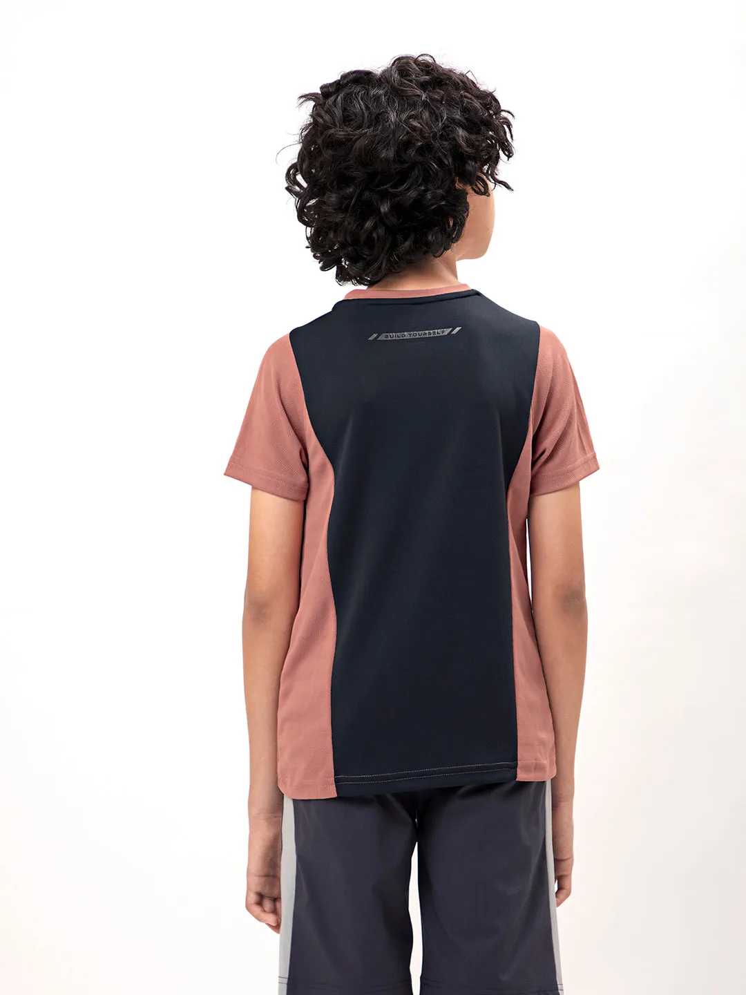 Boys Colorblock Slim Fit Crew Neck T-shirt with TECHNO COOL 