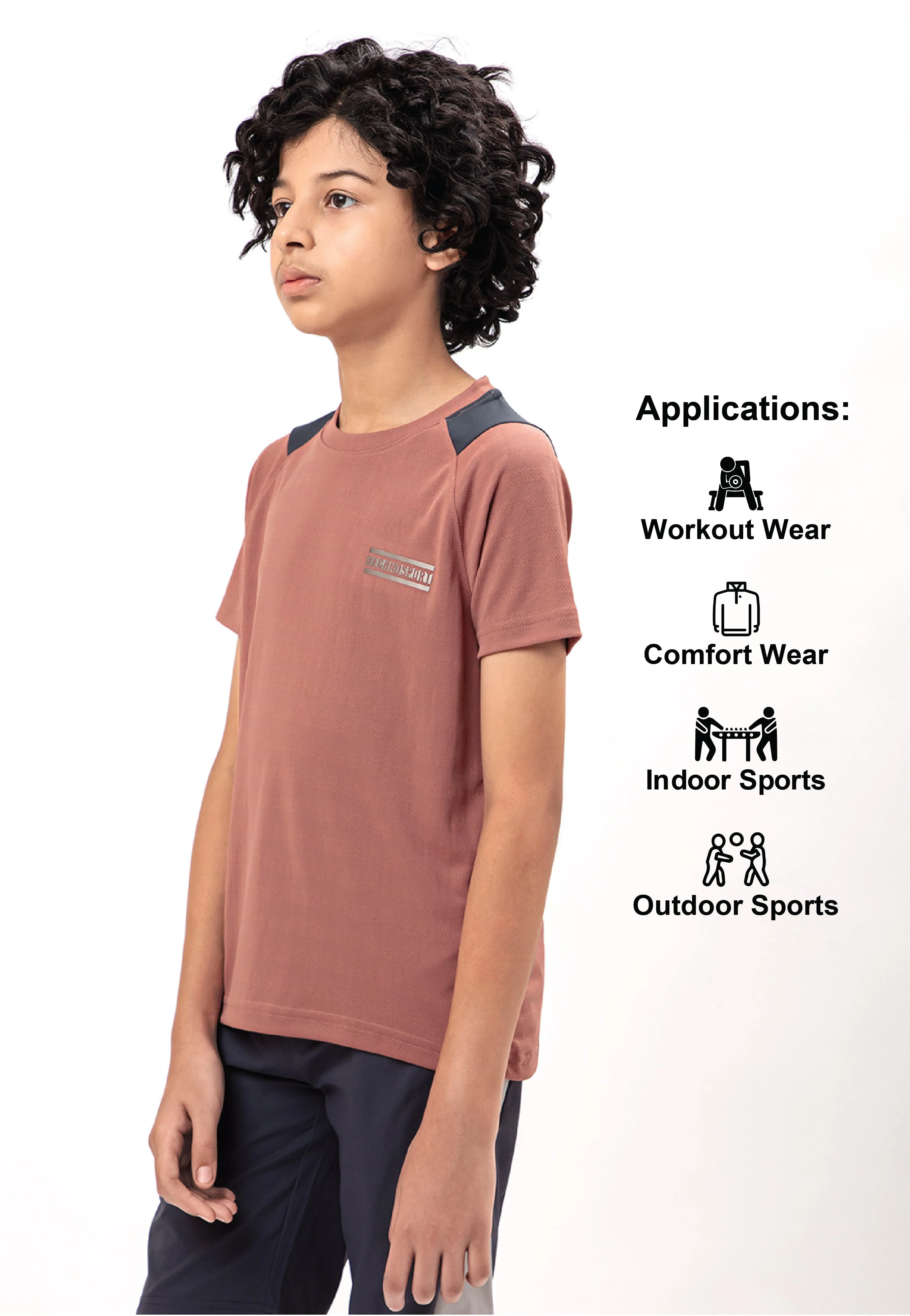 Boys Colorblock Slim Fit Crew Neck T-shirt with TECHNO COOL 