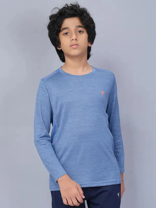 Boys Melange Slim Fit Crew Neck T-shirt with DOUBLE COOL