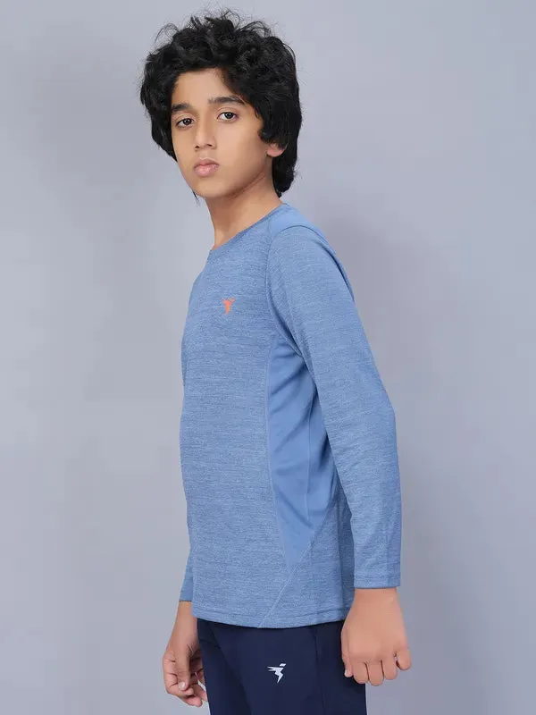 Boys Melange Slim Fit Crew Neck T-shirt with DOUBLE COOL