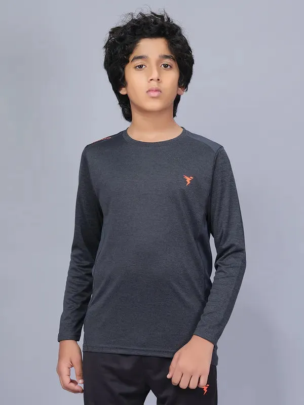 Boys Melange Slim Fit Crew Neck T-shirt with DOUBLE COOL