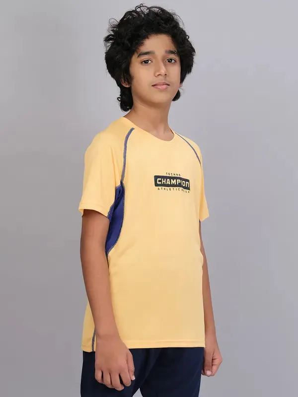 Boys Printed Slim Fit Crew Neck T-shirt with TECHNO COOL 