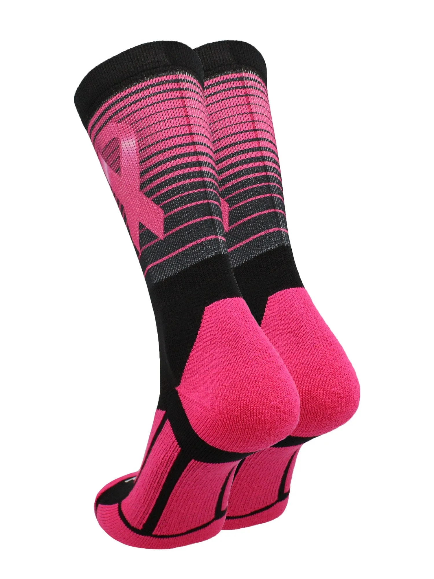 Breast Cancer Awareness Striped Crew Socks