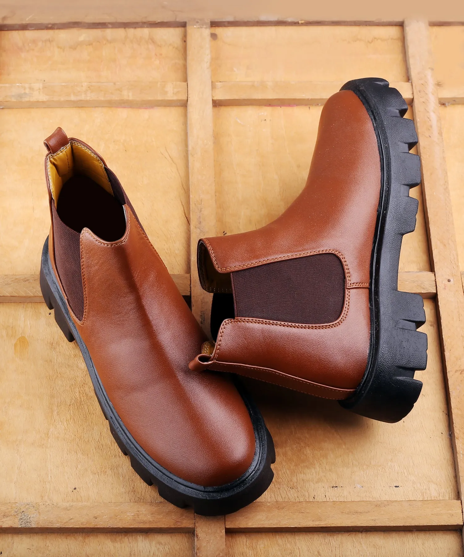 Bxxy's Vegan Leather Ultra Stylish Comfortable Slip-on Chelsea Boots for Men