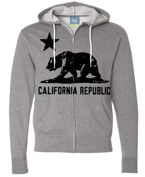 California Flag Black Silhouette Zip-up Hoodie Asst Colors