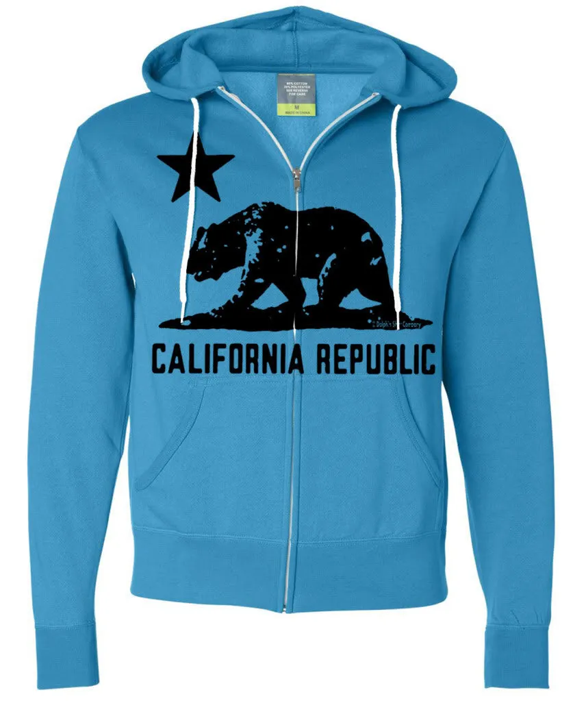 California Flag Black Silhouette Zip-up Hoodie Asst Colors