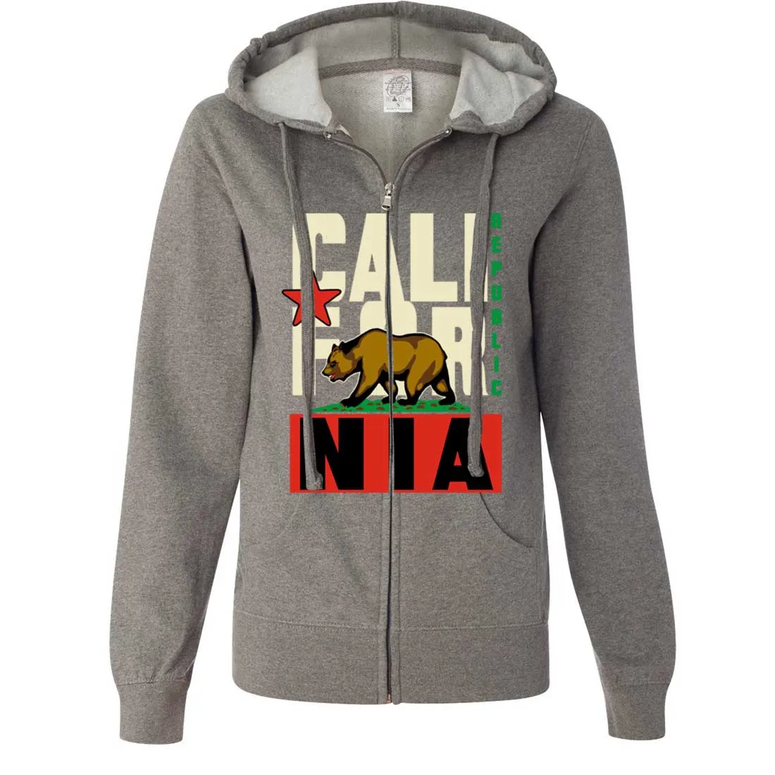 California Republic Original Retro Bold Ladies Zip-Up Hoodie