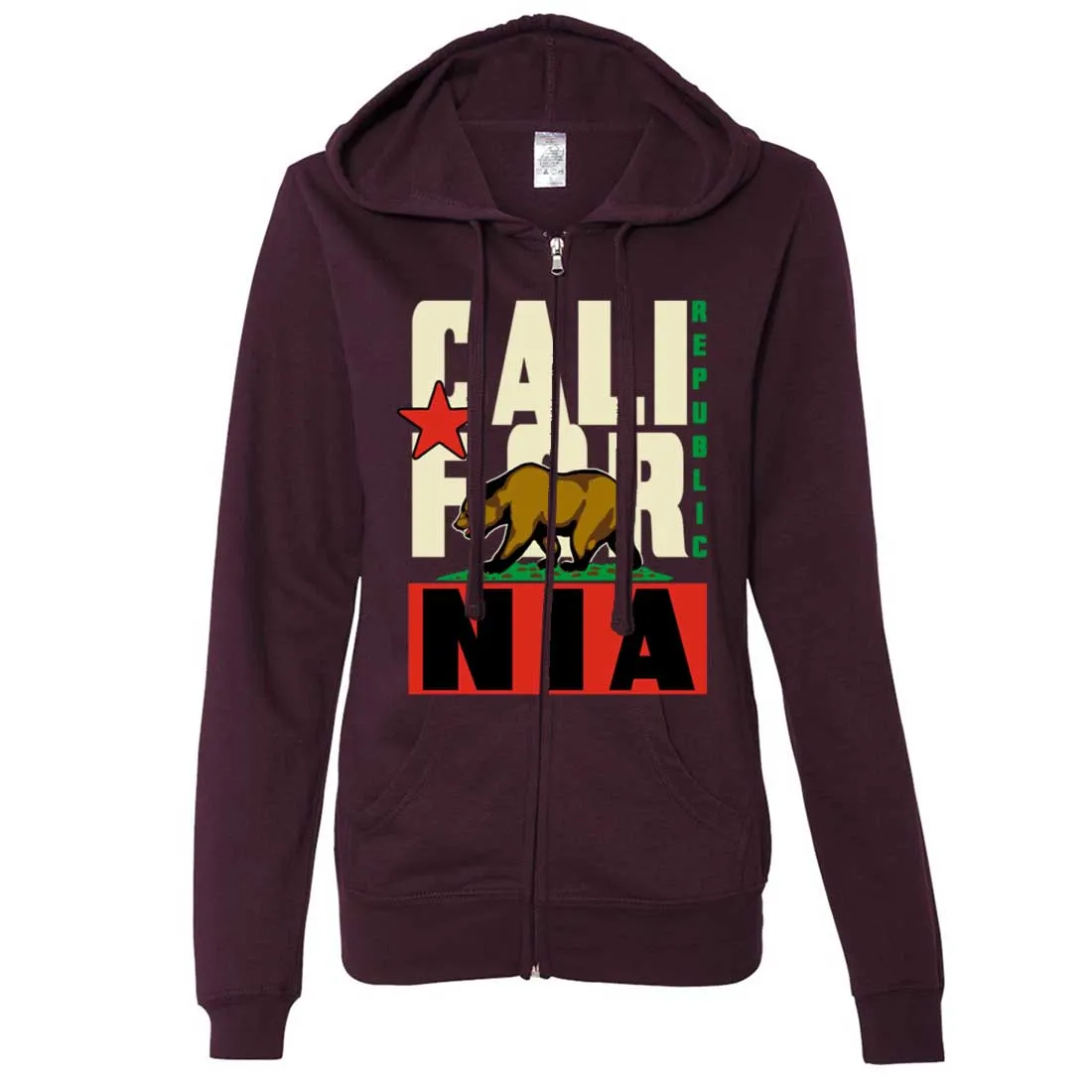 California Republic Original Retro Bold Ladies Zip-Up Hoodie