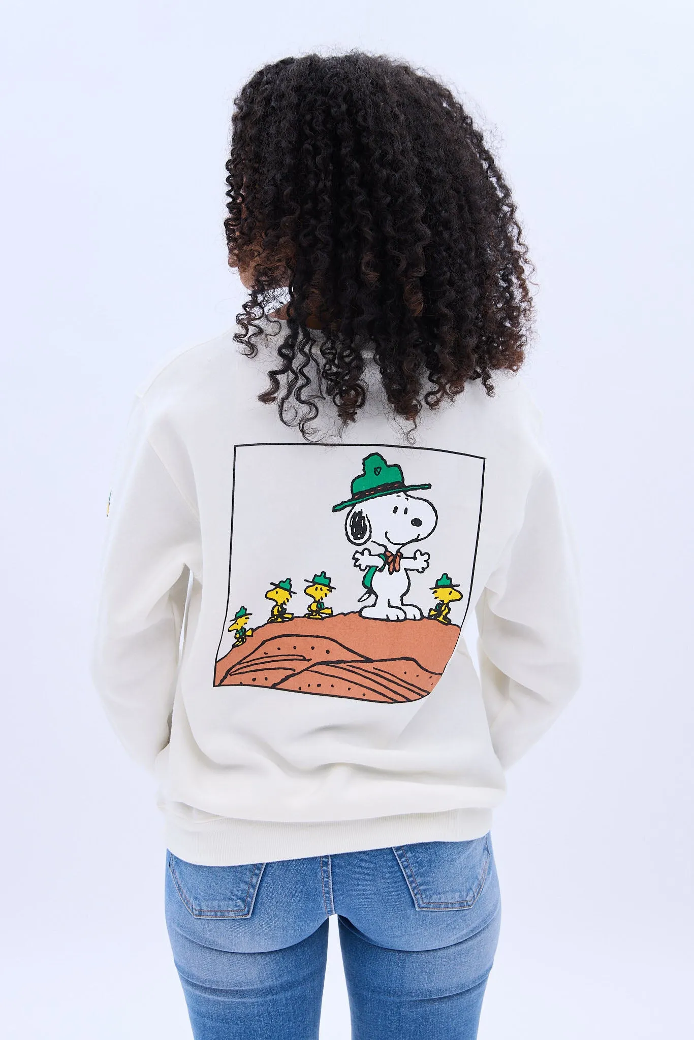 Camp Snoopy Snoopy Bird Hill Graphic Crew Neck Sweatshirt