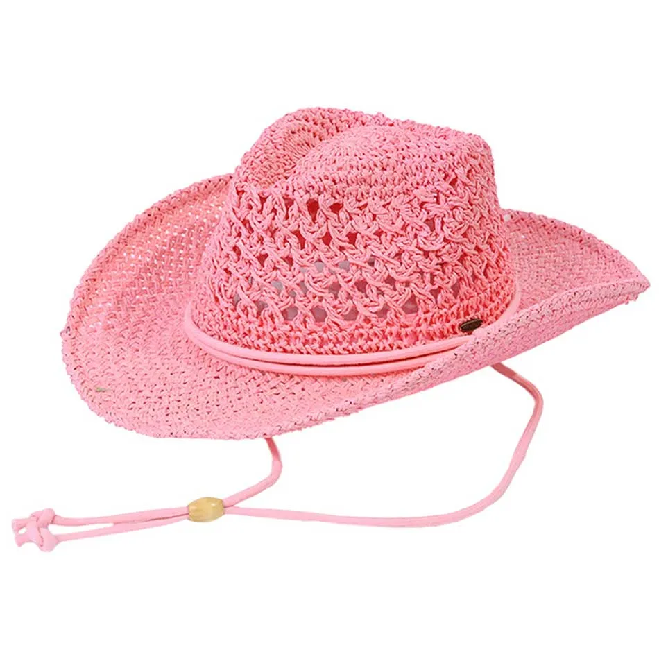 C.C Paper Straw Open Weaved Cowboy Hat