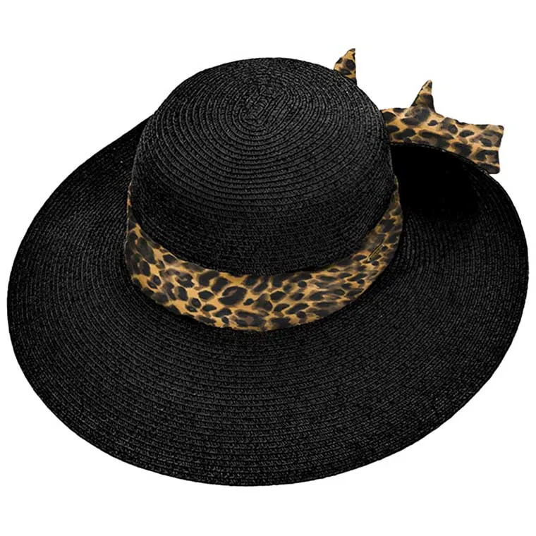 C.C Wide Brim Leopard Print Rolled Up Sun Hat