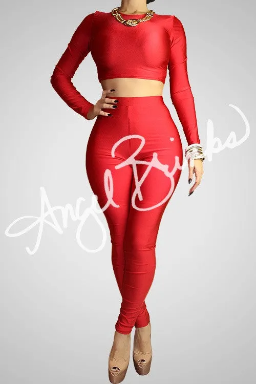 Classic High Waisted Leggings Set (Red)