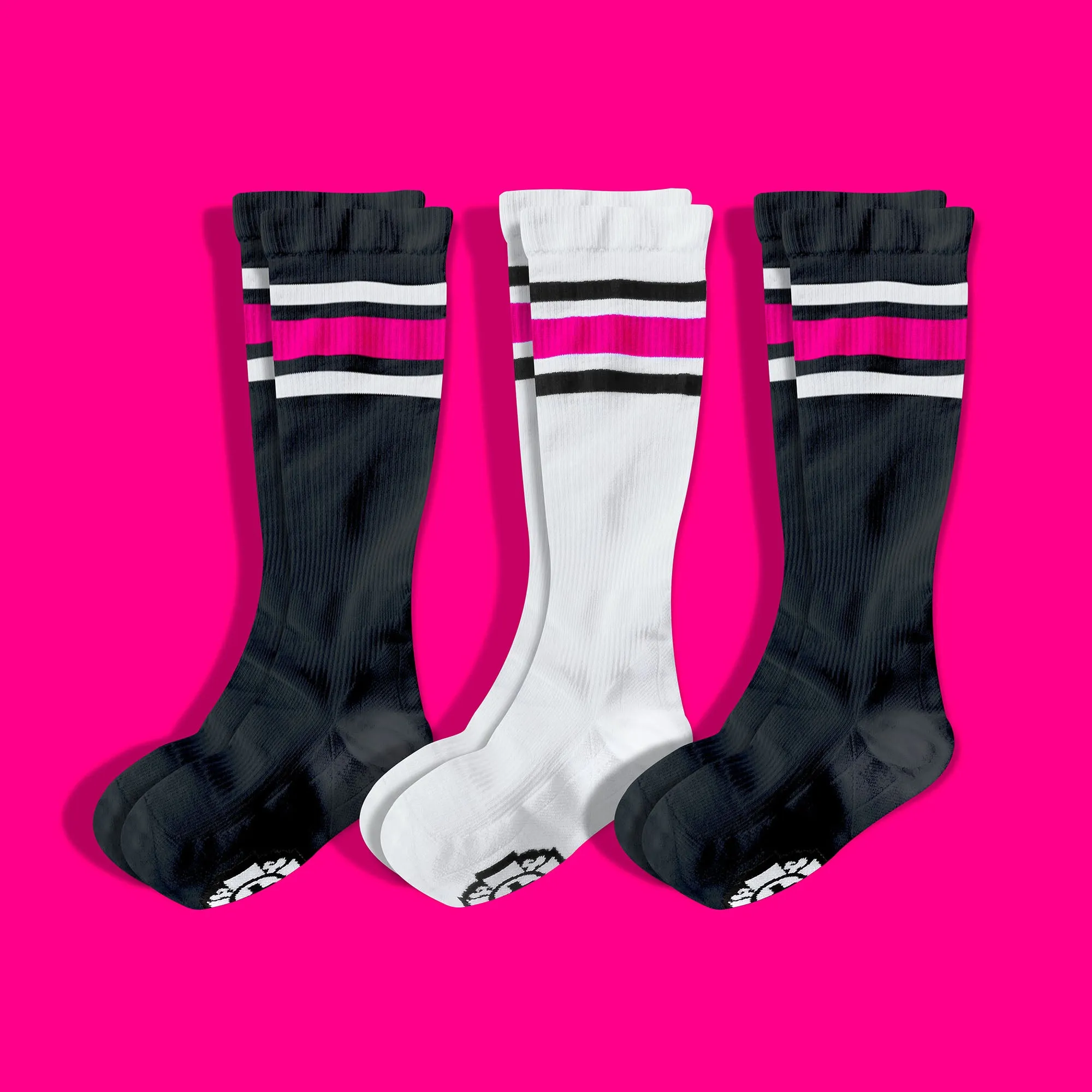 Compression Socks: PINK Stripes (3-Pack)