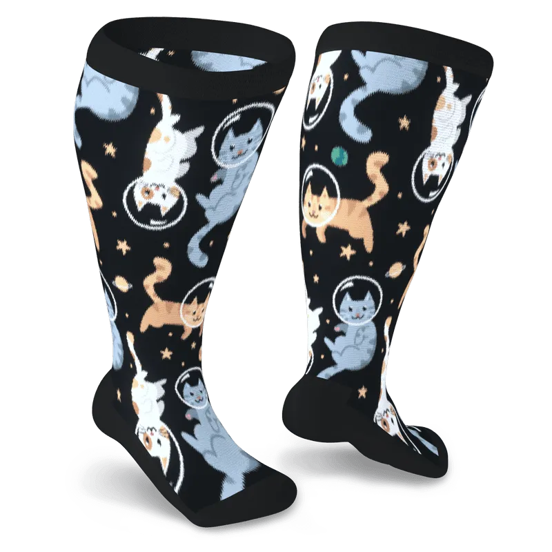 Cosmic Kitties Non-Binding Diabetic Socks