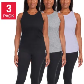 Danskin Women's 3-pack Soft Ribbed Active Top Racerback Tank