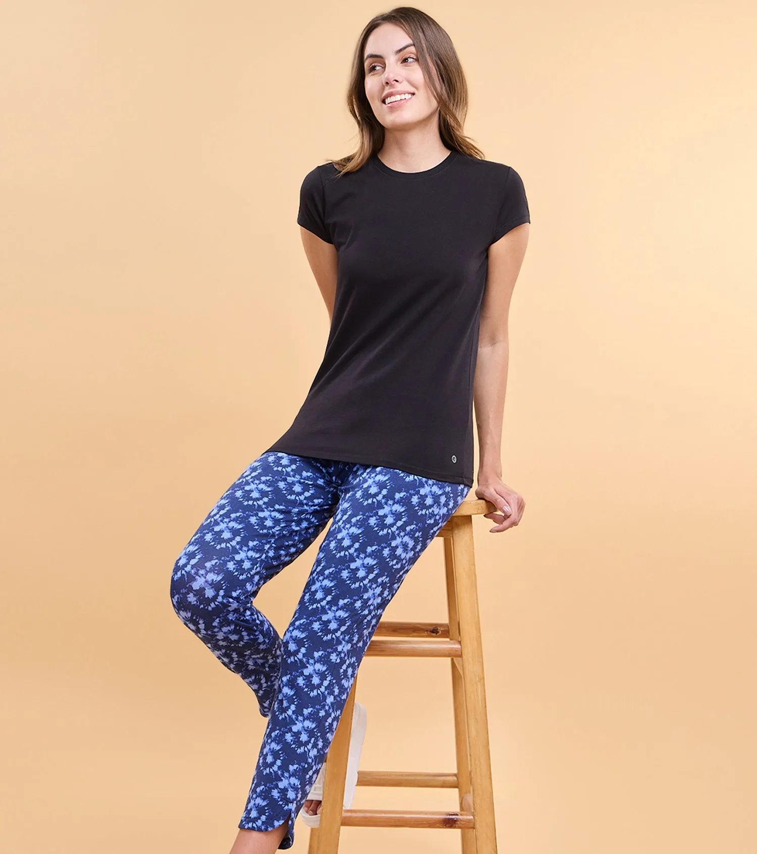 Enamor Essentials Womens E048-Mid Rise 7/8th Relaxed fit Lounge Pants